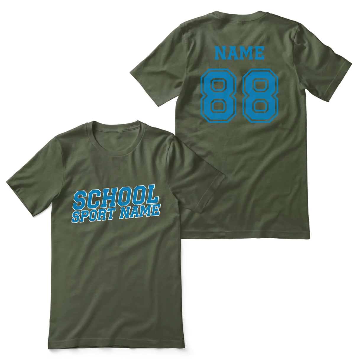 Custom School Spirit Shirt With School and Mascot Name With Slanted Block Varsity Design on a Unisex T-Shirt