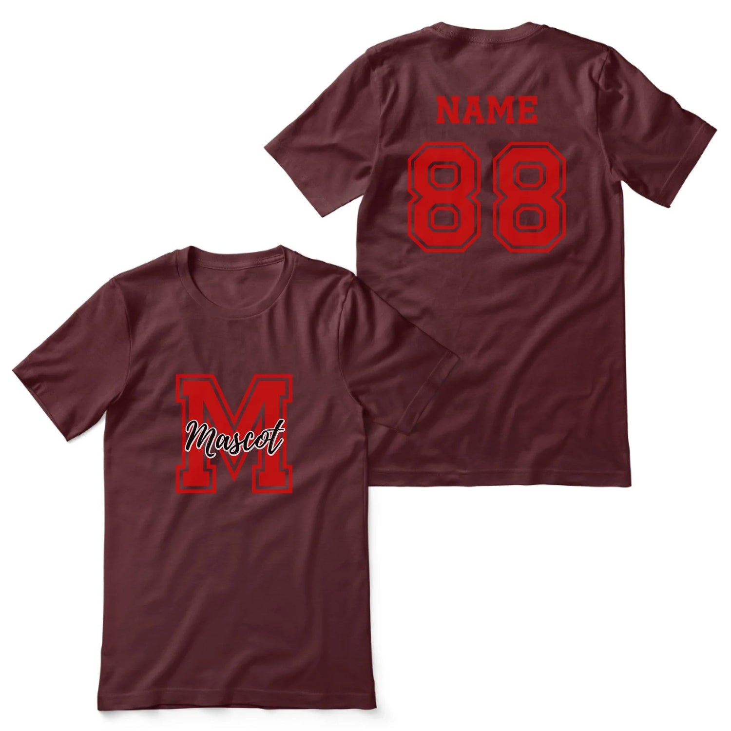 Custom School Mascot Shirt With Large Initial and Mascot Name on a Unisex T-Shirt