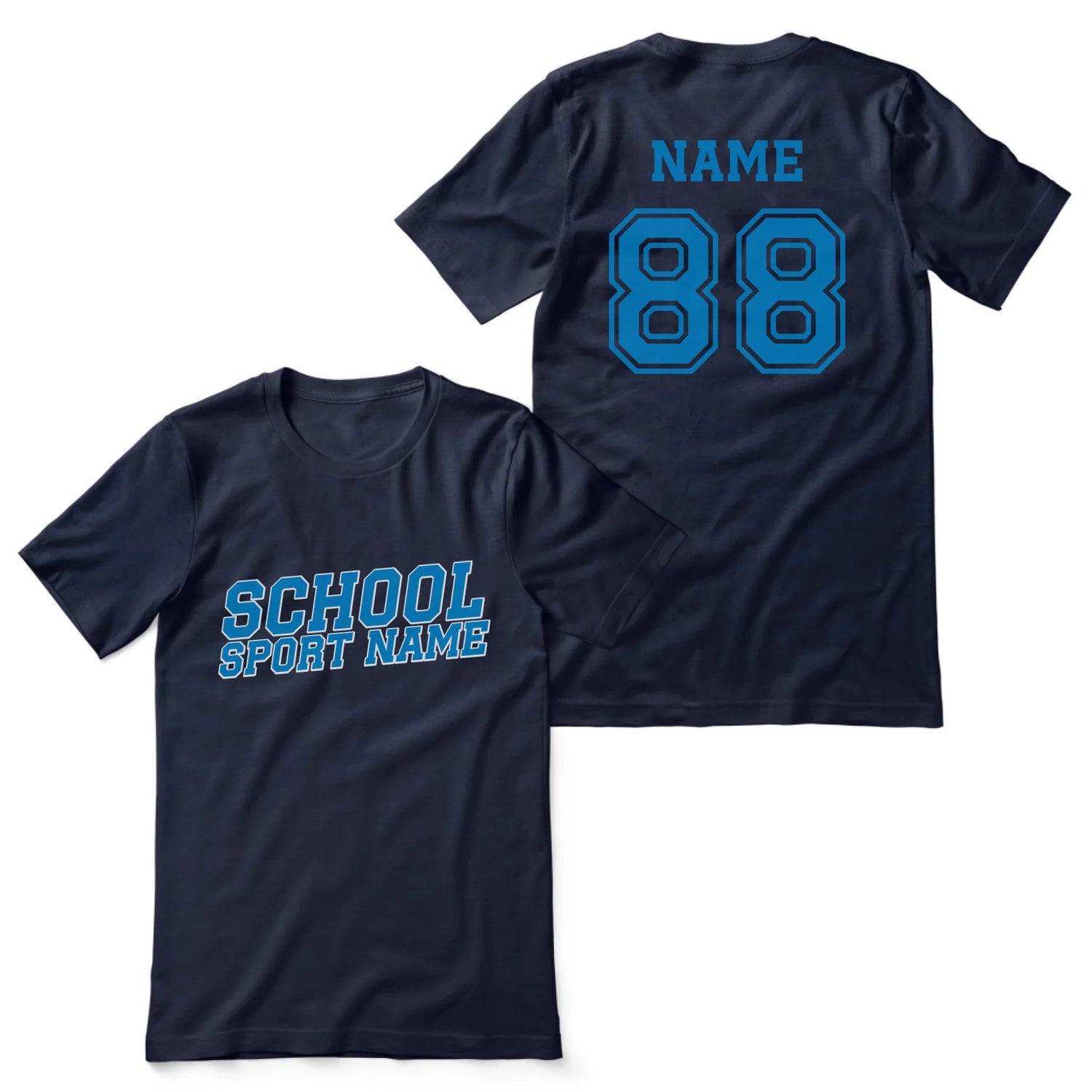 Custom School Spirit Shirt With School and Mascot Name With Slanted Block Varsity Design on a Unisex T-Shirt