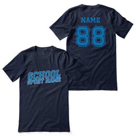 Custom School Spirit Shirt With School and Mascot Name With Slanted Block Varsity Design on a Unisex T-Shirt