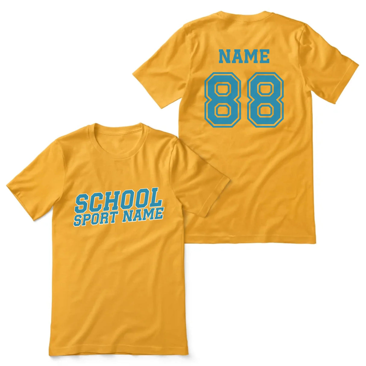 Custom School Spirit Shirt With School and Mascot Name With Slanted Block Varsity Design on a Unisex T-Shirt