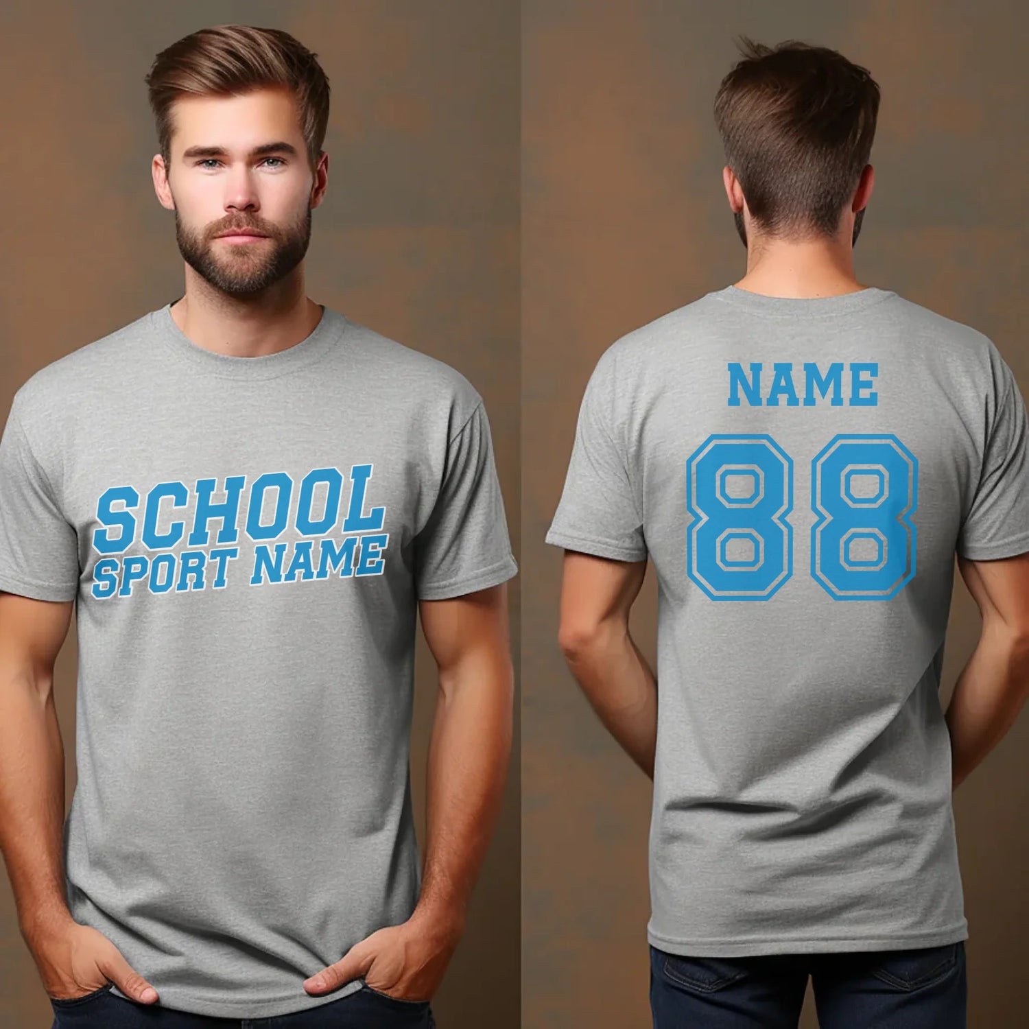 Custom School Spirit Shirt With School and Mascot Name With Slanted Block Varsity Design on a Unisex T-Shirt
