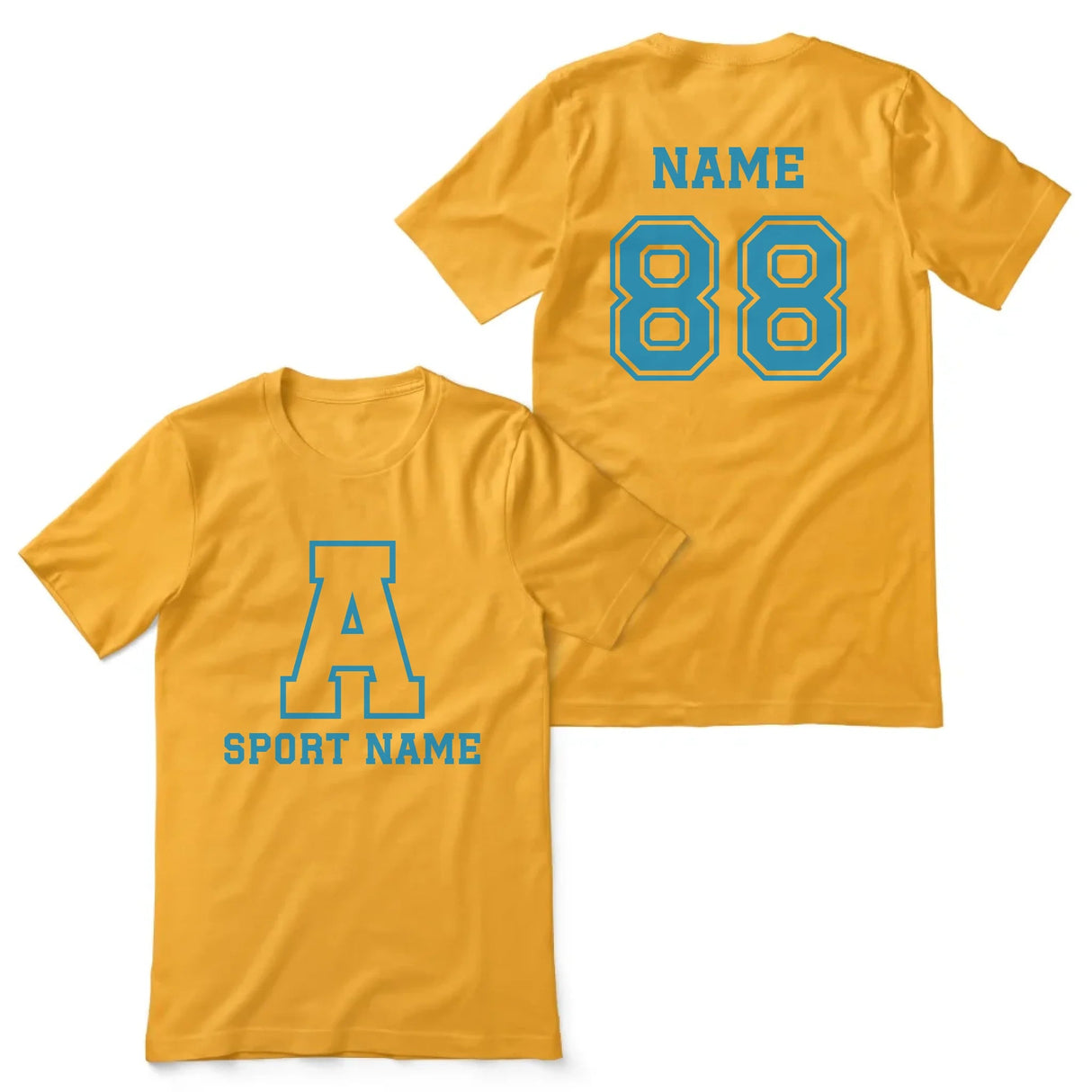 Custom School Spirit Shirt With Initial & Sport With Classic Letter Block Design on a Unisex T-Shirt