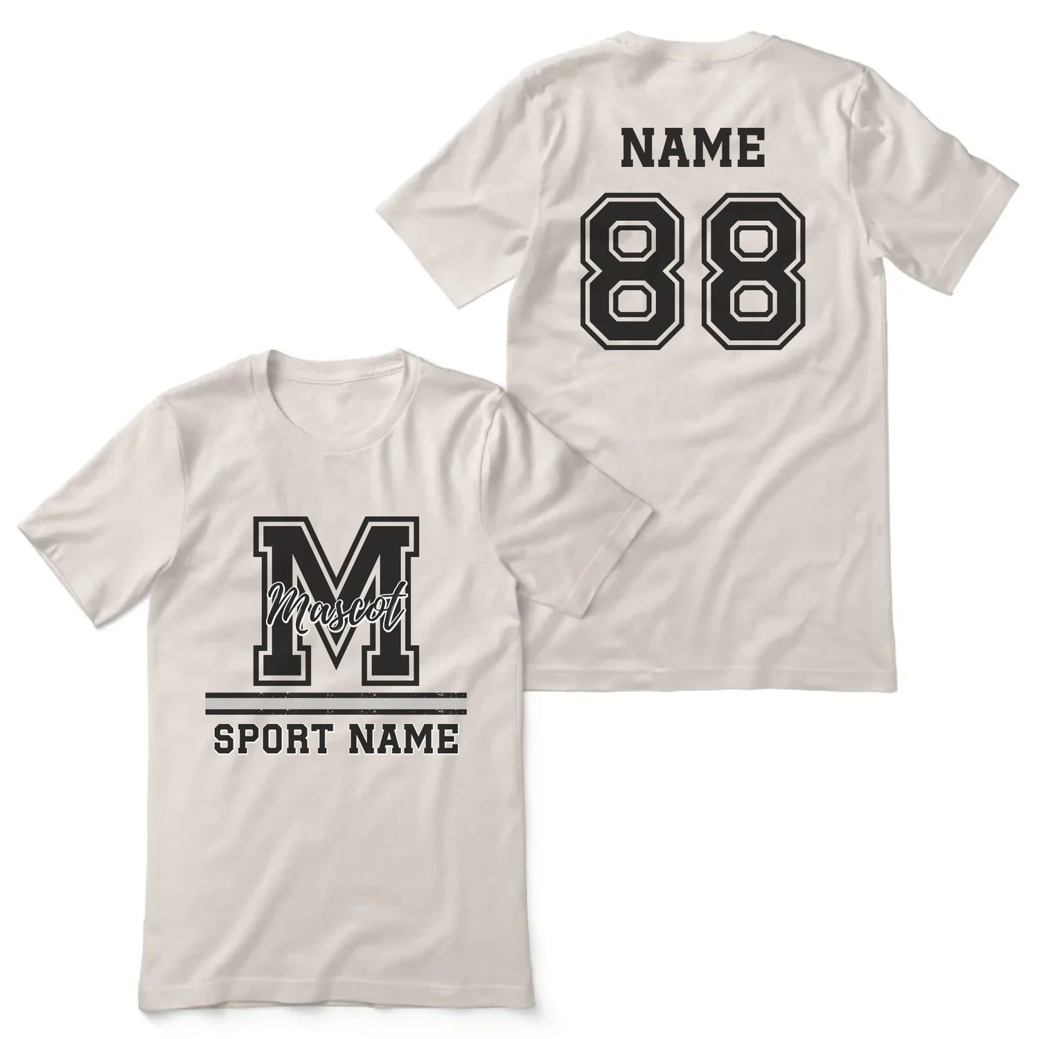 Custom School Spirit Shirt With Large Initial, Mascot & Sport Name on a Unisex T-Shirt
