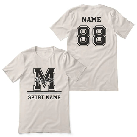 Custom School Spirit Shirt With Large Initial, Mascot & Sport Name on a Unisex T-Shirt