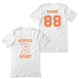 Custom School Spirit Shirt With School, Initial & Sport Name With Collegiate Letter Design on a Unisex T-Shirt