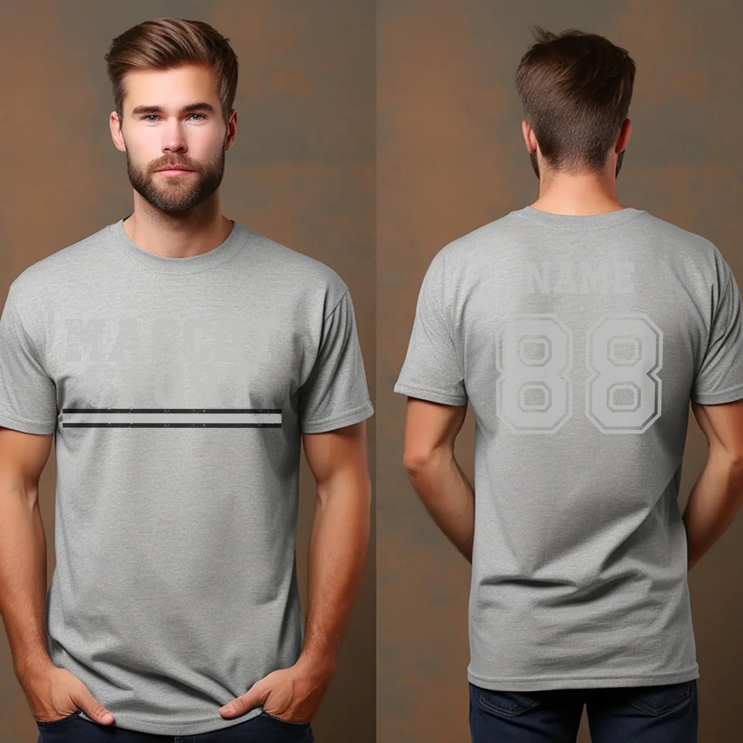 Custom School Spirit Shirt With Mascot and Sport with Grunge Design on a Unisex T-Shirt