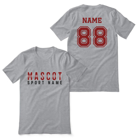Custom School Spirit Shirt With Mascot and Sport With Striped Text Design on a Unisex T-Shirt