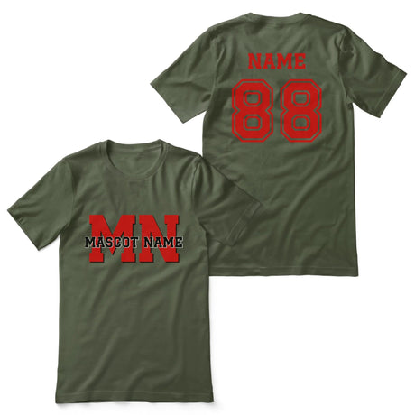 Custom School Mascot Shirt With Initials and Mascot Name on a Unisex T-Shirt