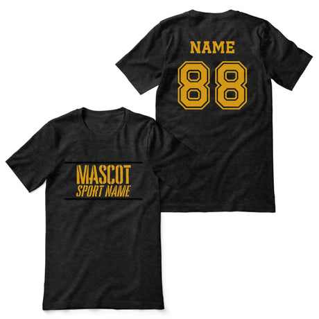 Custom School Spirit Shirt With Mascot and Sport With Stencil Design on a Unisex T-Shirt