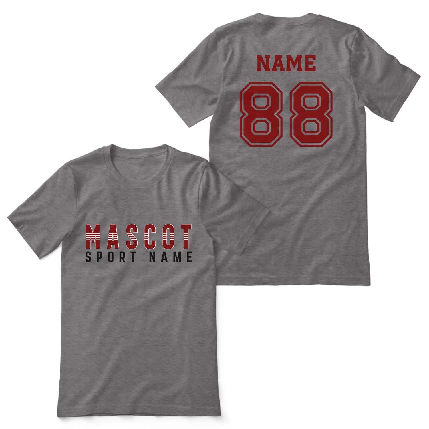 Custom School Spirit Shirt With Mascot and Sport With Striped Text Design on a Unisex T-Shirt