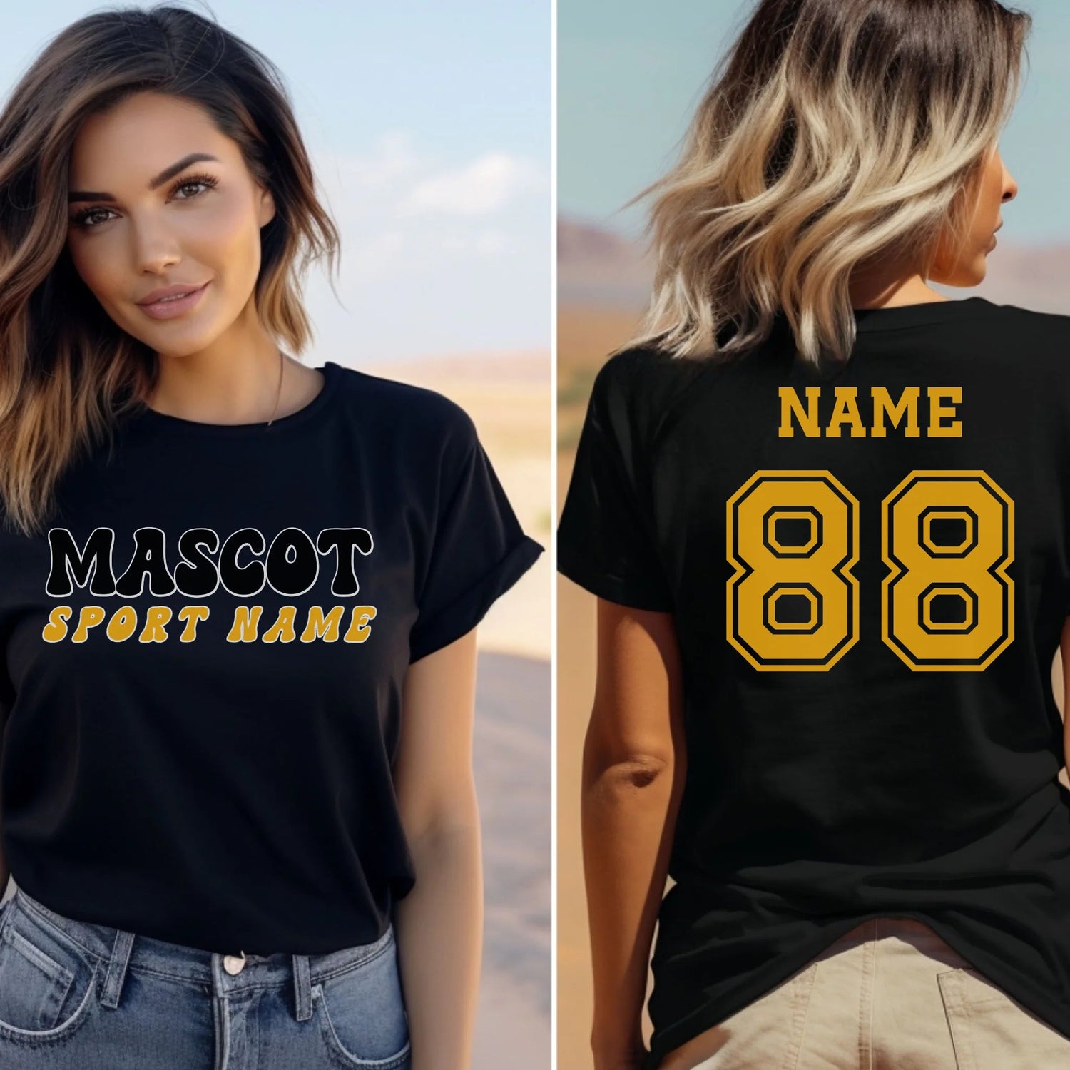 Custom School Spirit Shirt With Mascot and Sport With Retro Design on a Unisex T-Shirt