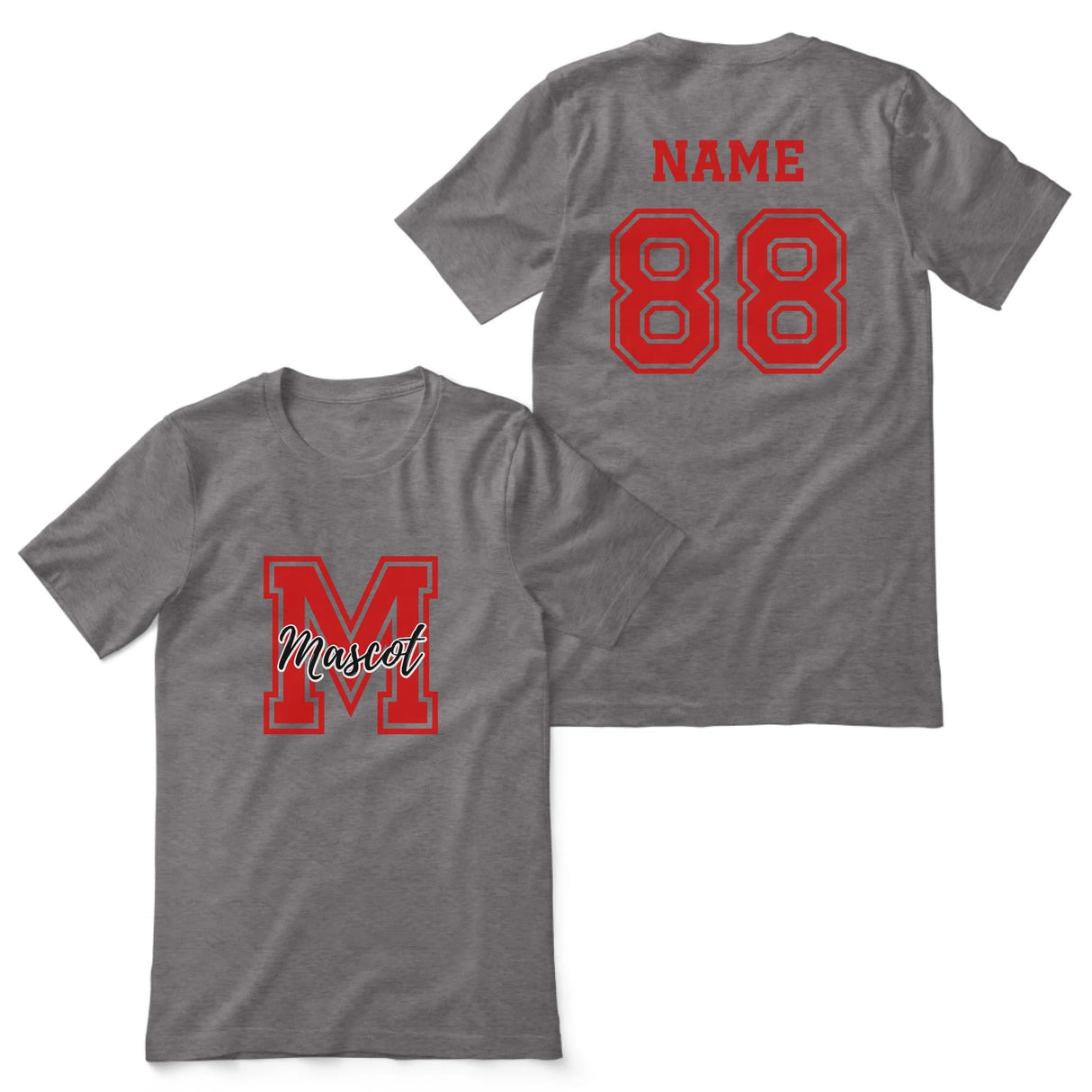 Custom School Mascot Shirt With Large Initial and Mascot Name on a Unisex T-Shirt