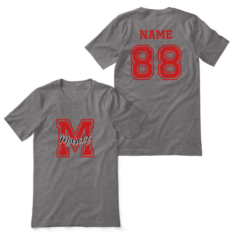 Custom School Mascot Shirt With Large Initial and Mascot Name on a Unisex T-Shirt