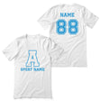 Custom School Spirit Shirt With Initial & Sport With Classic Letter Block Design on a Unisex T-Shirt