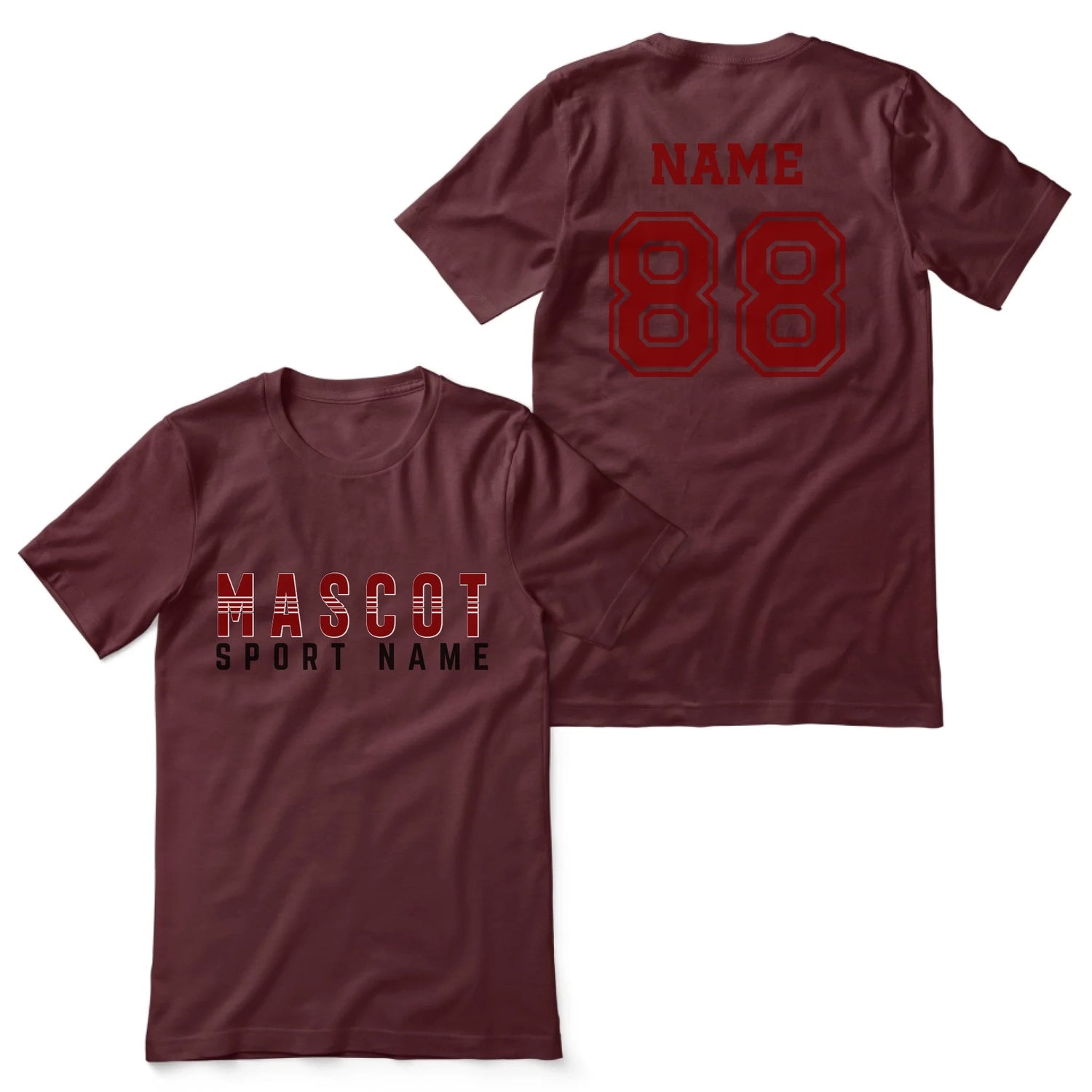 Custom School Spirit Shirt With Mascot and Sport With Striped Text Design on a Unisex T-Shirt