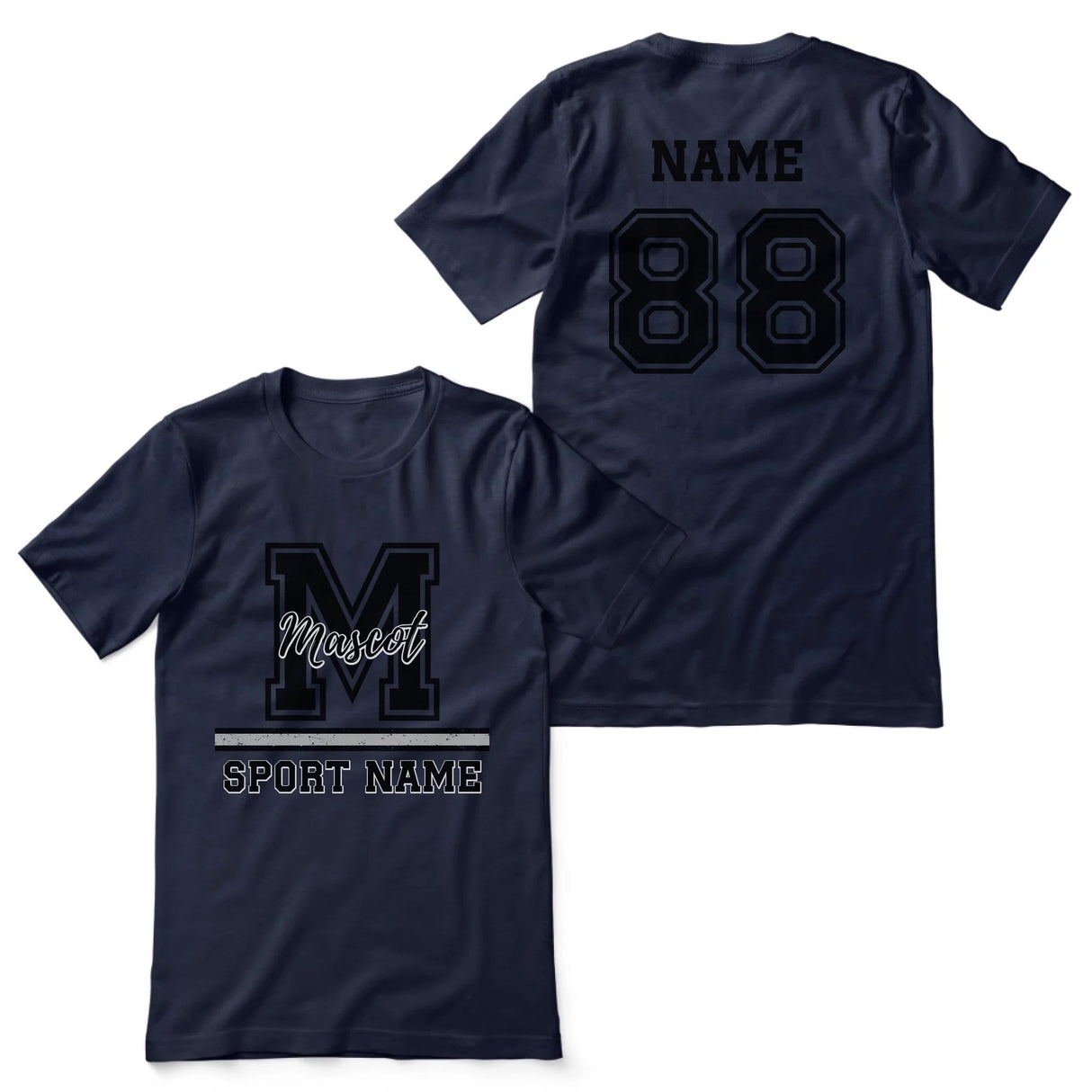 Custom School Spirit Shirt With Large Initial, Mascot & Sport Name on a Unisex T-Shirt
