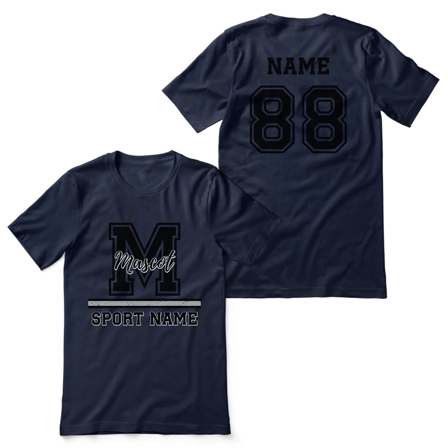 Custom School Spirit Shirt With Large Initial, Mascot & Sport Name on a Unisex T-Shirt