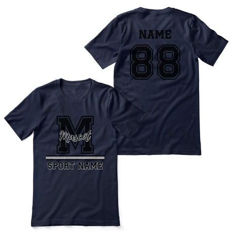 Custom School Spirit Shirt With Large Initial, Mascot & Sport Name on a Unisex T-Shirt
