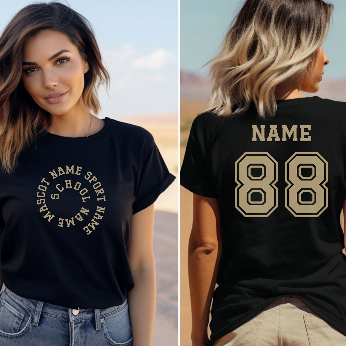 Custom School Spirit Shirt With Spiral Text Design on a Unisex T-Shirt