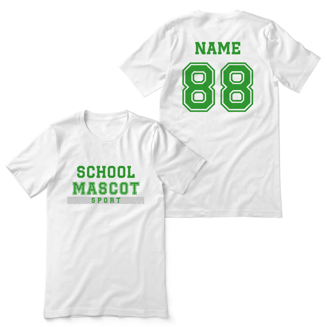 Custom School Spirit Shirt With Mascot & Sport Name With Bold Varsity Design on a Unisex T-Shirt