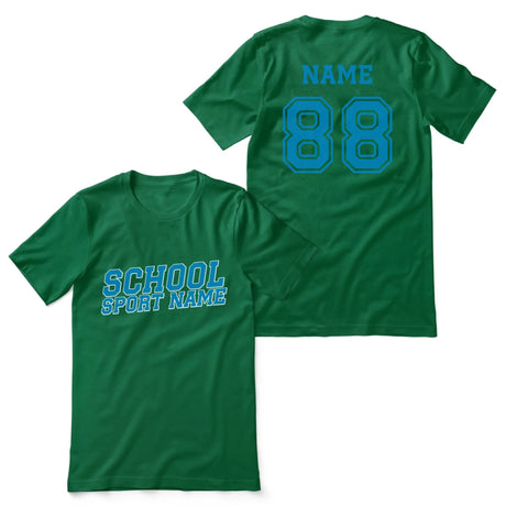Custom School Spirit Shirt With School and Mascot Name With Slanted Block Varsity Design on a Unisex T-Shirt