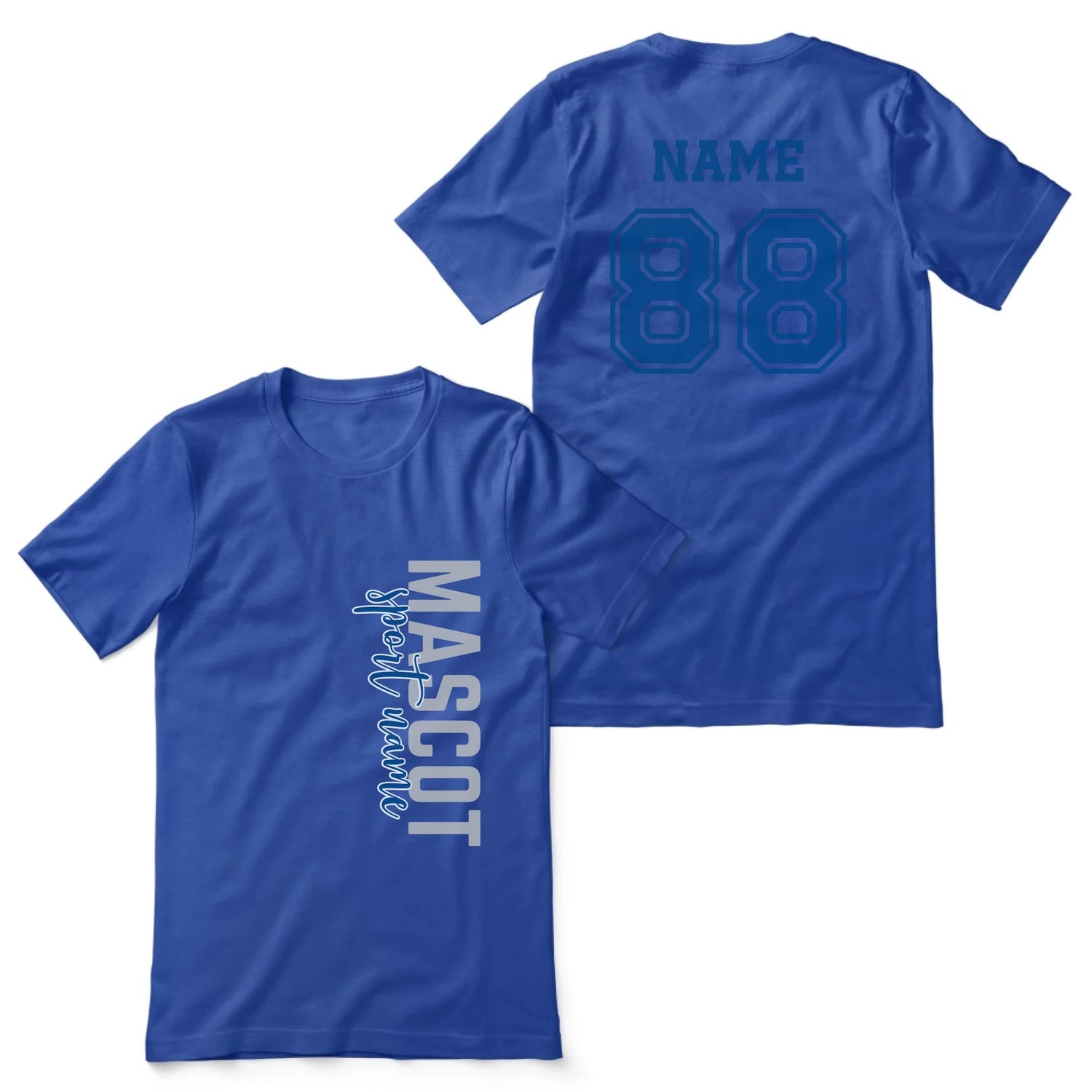 Custom School Spirit Shirt With Mascot & Sport Name With Modern Vertical Design on a Unisex T-Shirt