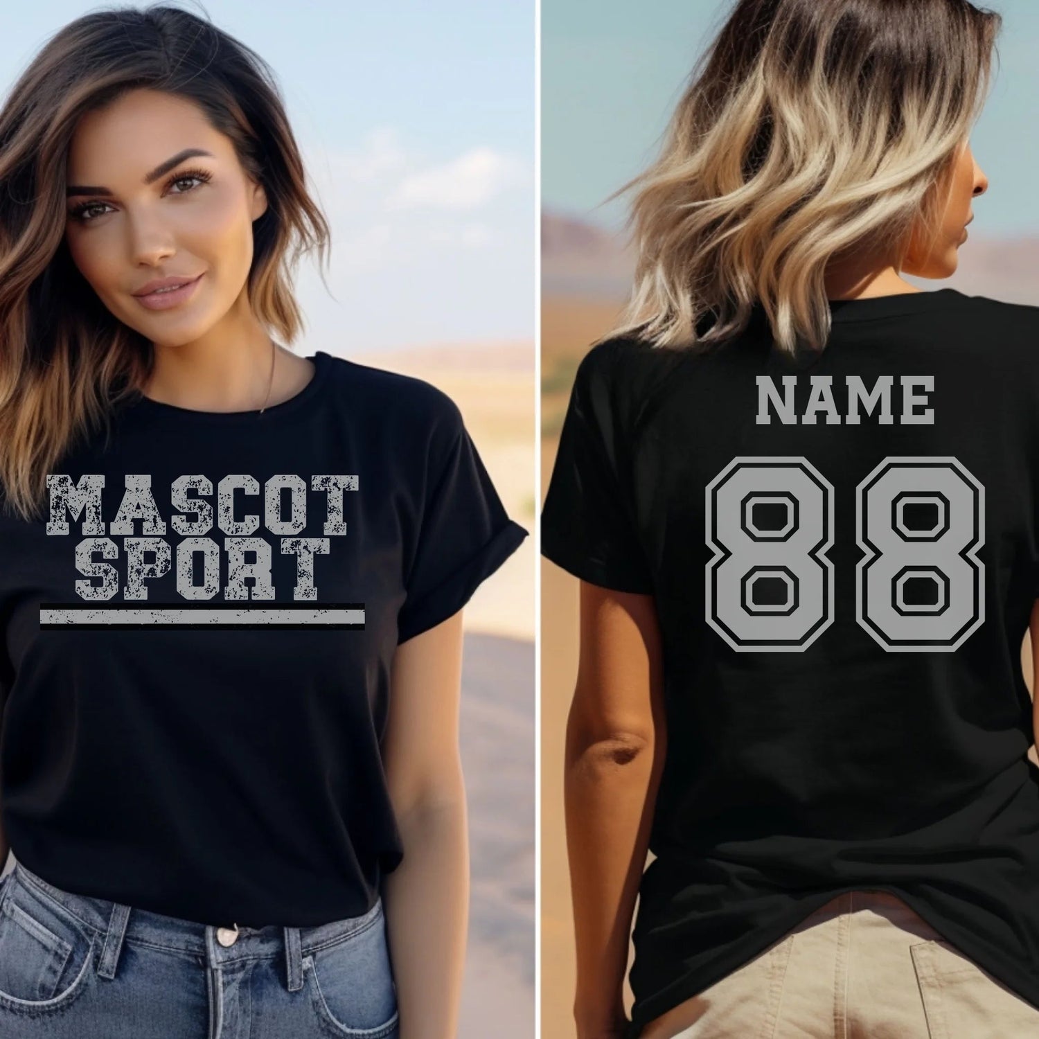 Custom School Spirit Shirt With Mascot and Sport with Grunge Design on a Unisex T-Shirt