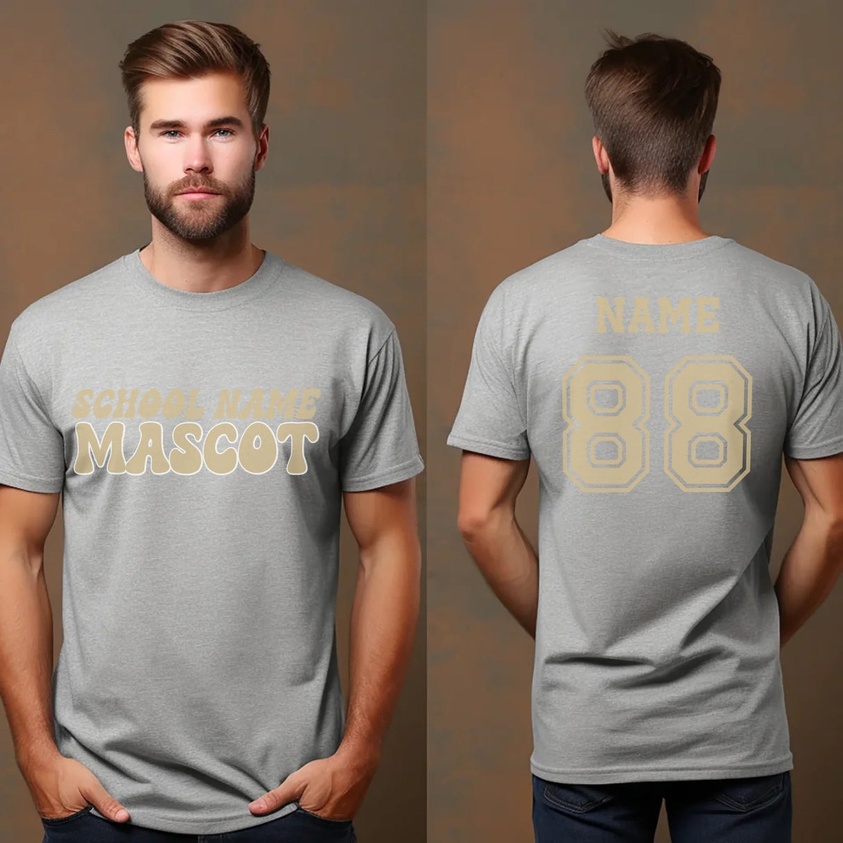 Custom School Spirit Shirt With School and Mascot Name With Retro Design on a Unisex T-Shirt