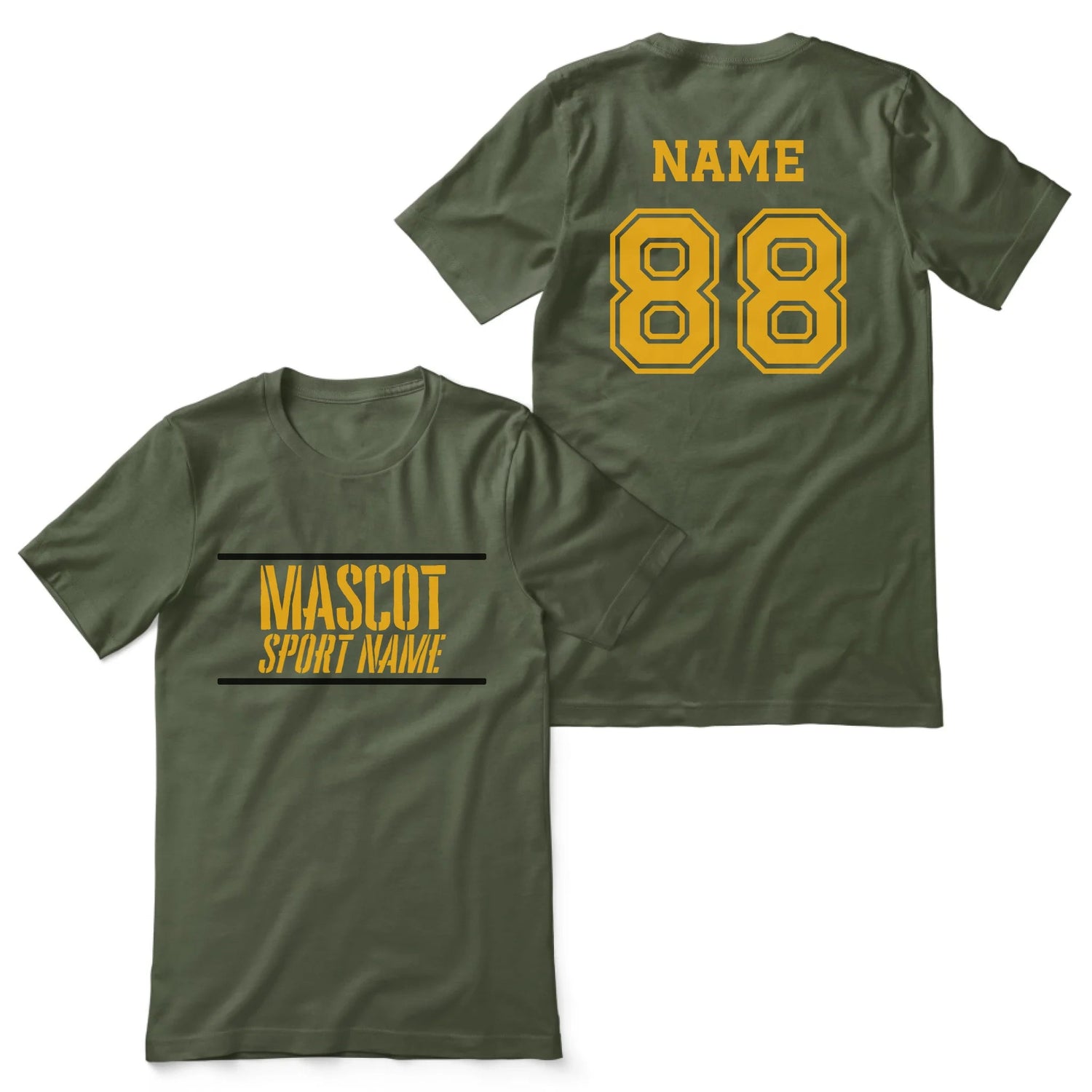 Custom School Spirit Shirt With Mascot and Sport With Stencil Design on a Unisex T-Shirt