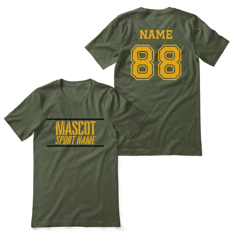 Custom School Spirit Shirt With Mascot and Sport With Stencil Design on a Unisex T-Shirt