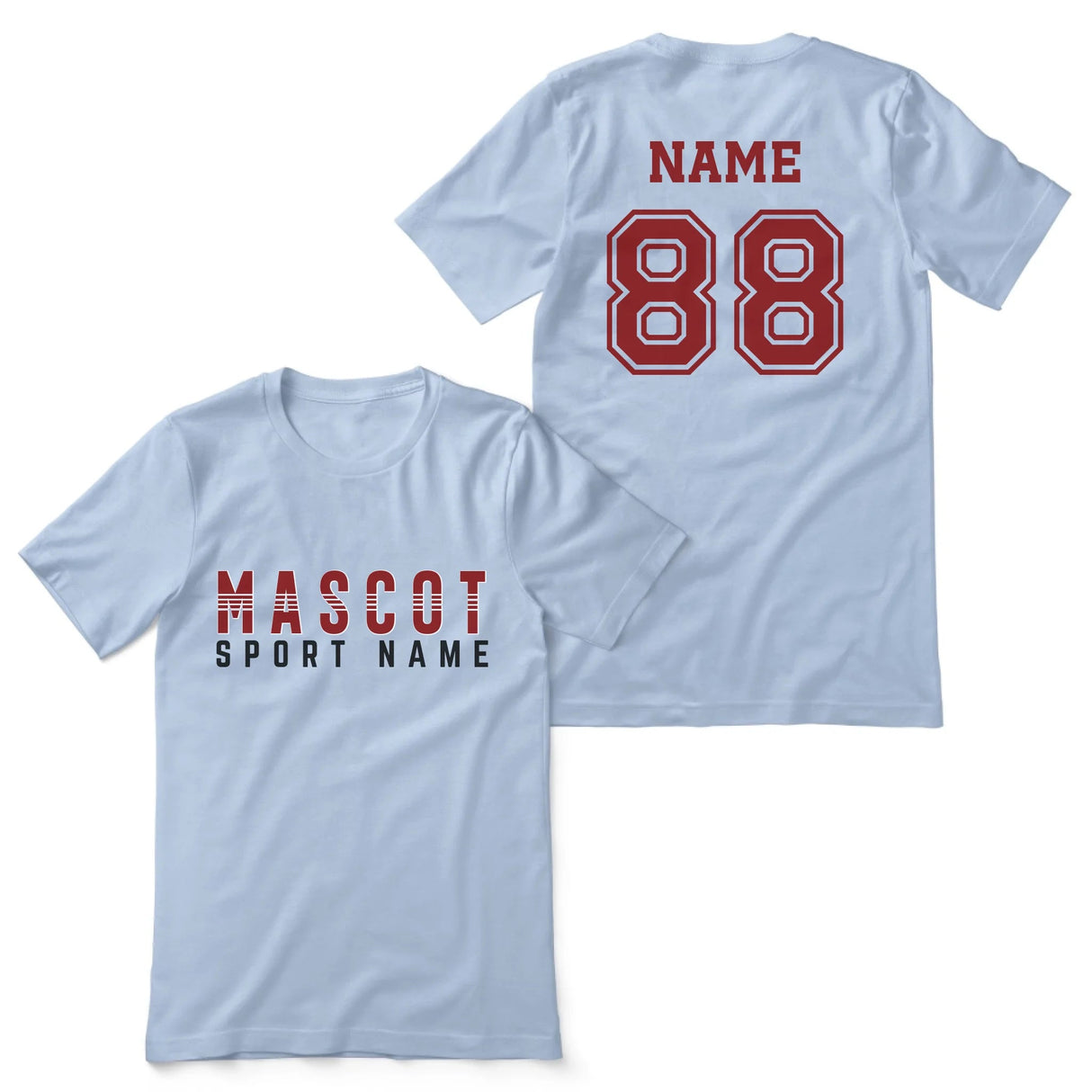 Custom School Spirit Shirt With Mascot and Sport With Striped Text Design on a Unisex T-Shirt