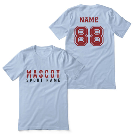 Custom School Spirit Shirt With Mascot and Sport With Striped Text Design on a Unisex T-Shirt