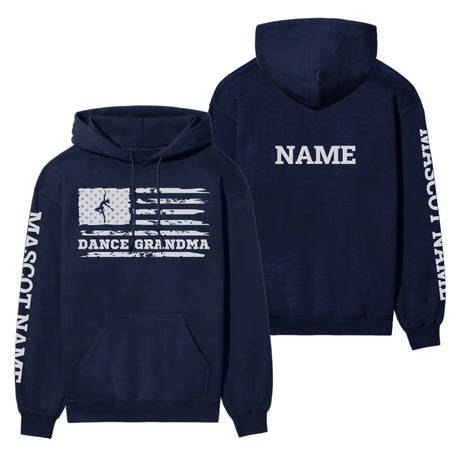 Dance Grandma Horizontal Flag With Dancer Name on a Hoodie with a White Graphic
