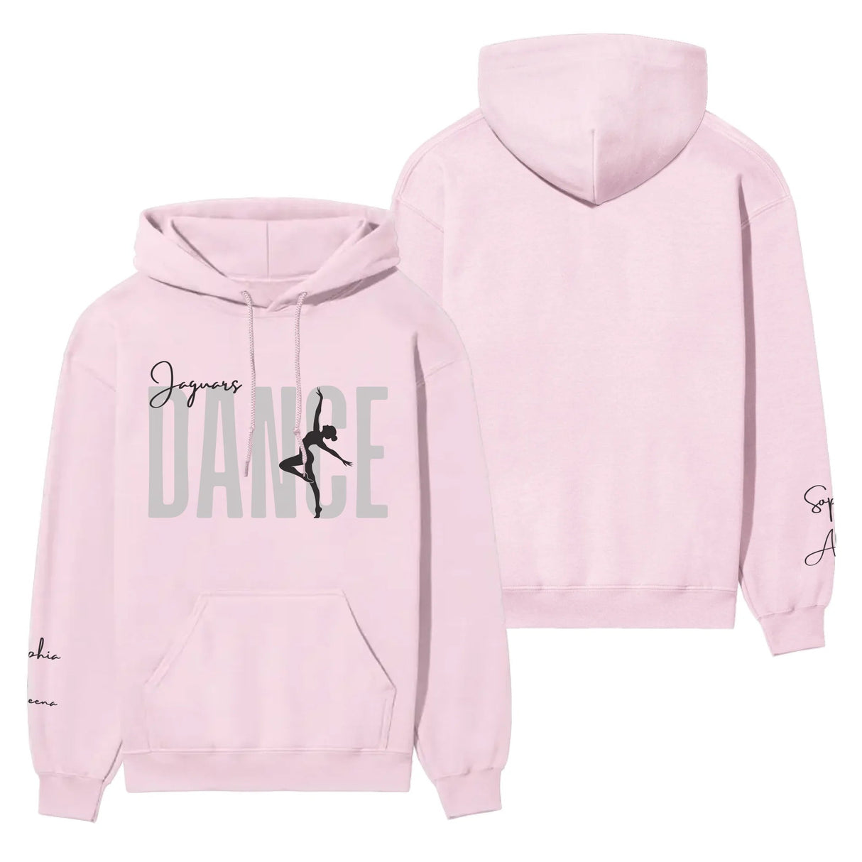 Personalized Dance on a Hoodie With Modern Bold Designs and Dancer Name on Sleeve on a Hoodie