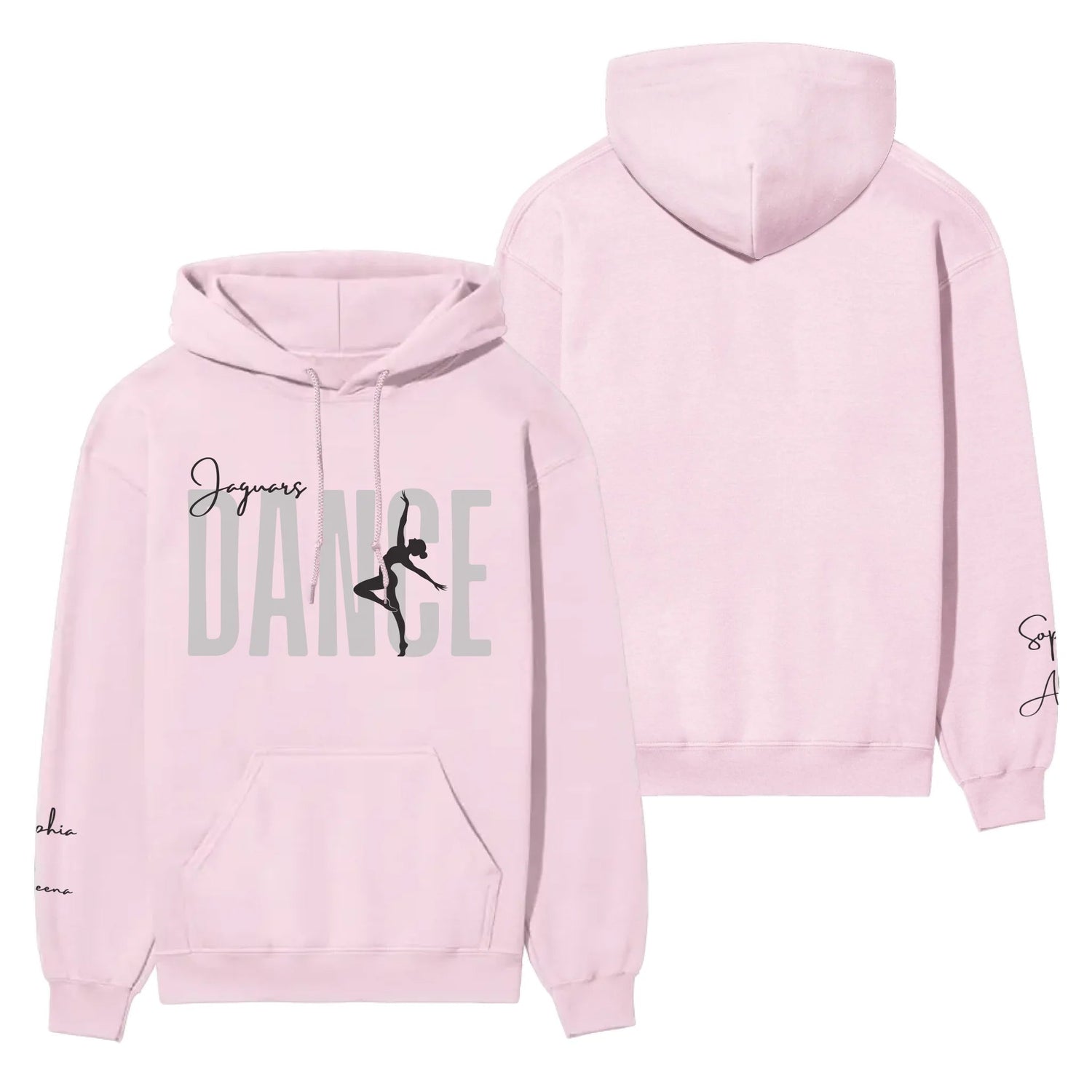 Personalized Dance on a Hoodie With Modern Bold Designs and Dancer Name on Sleeve on a Hoodie