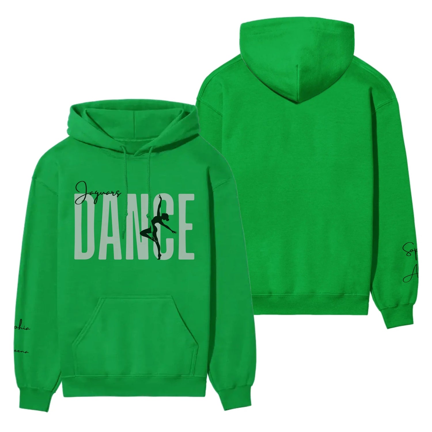Personalized Dance on a Hoodie With Modern Bold Designs and Dancer Name on Sleeve on a Hoodie