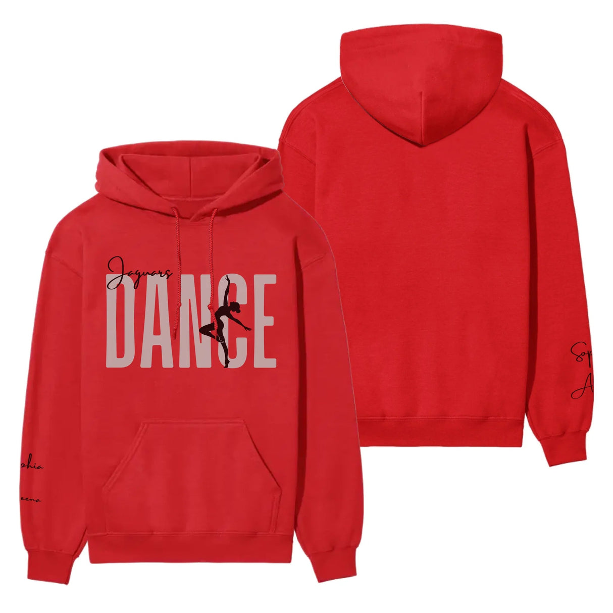 Personalized Dance on a Hoodie With Modern Bold Designs and Dancer Name on Sleeve on a Hoodie