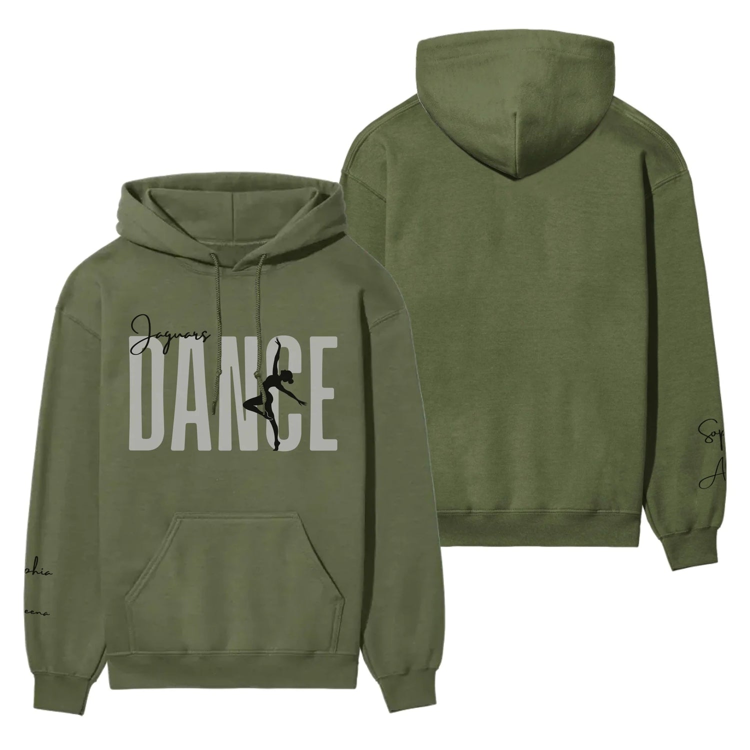 Personalized Dance on a Hoodie With Modern Bold Designs and Dancer Name on Sleeve on a Hoodie