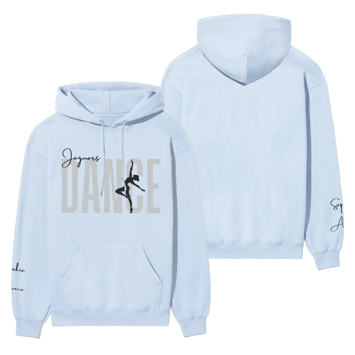 Personalized Dance on a Hoodie With Modern Bold Designs and Dancer Name on Sleeve on a Hoodie