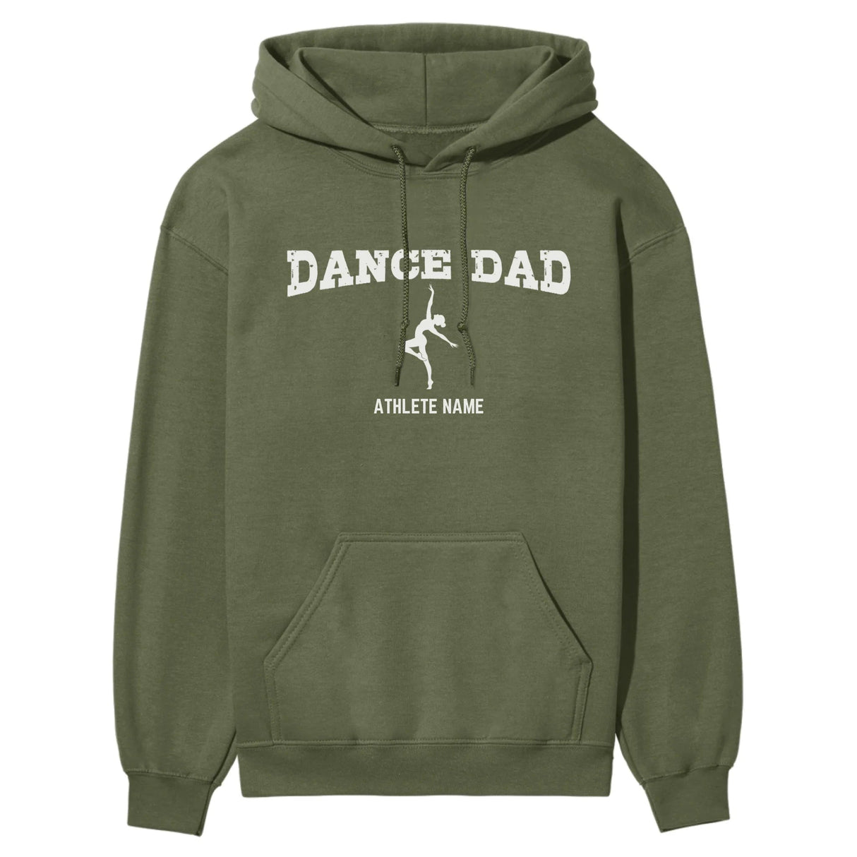 Dance Dad with Dancer Icon and Dancer Name on a Hoodie with a White Graphic