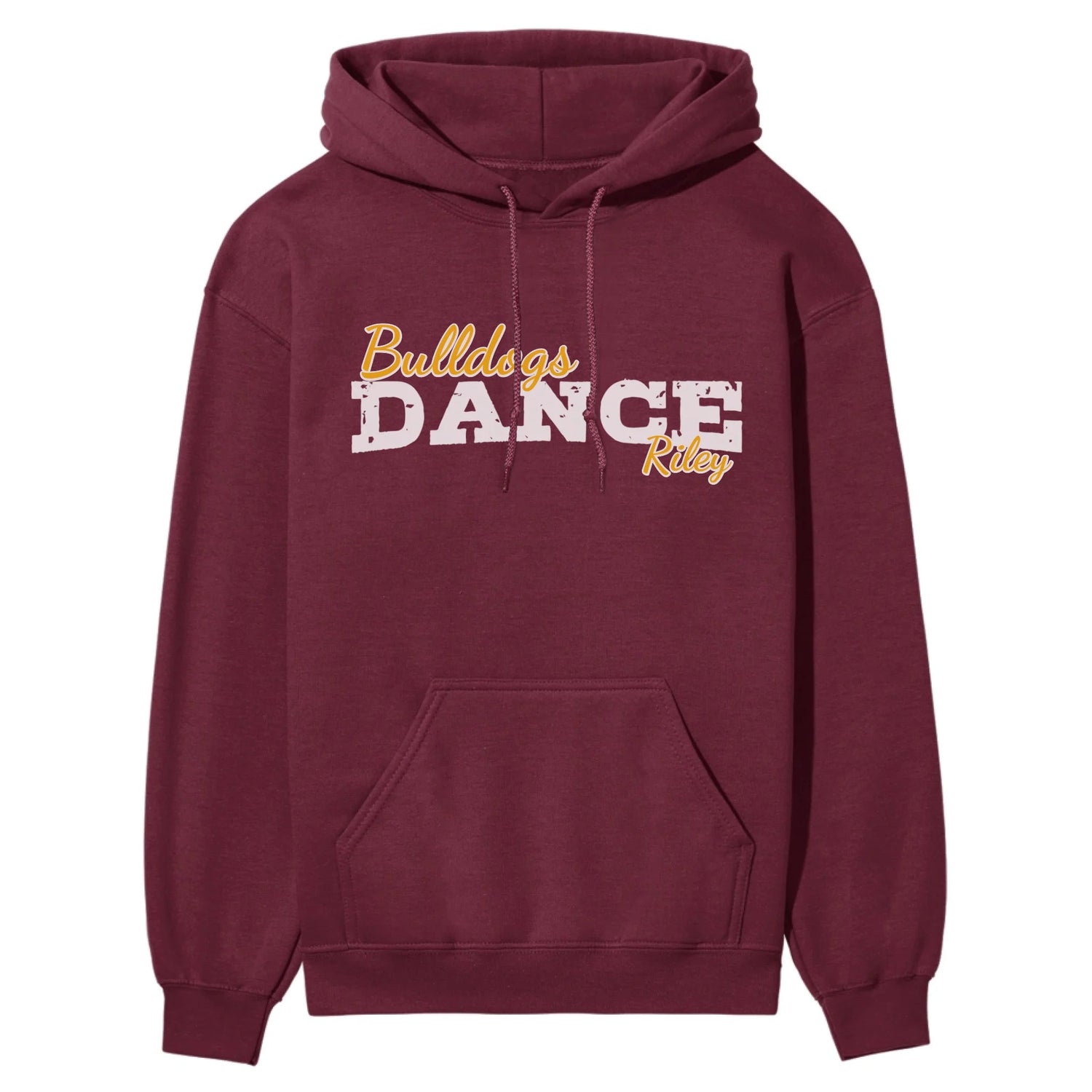 Custom Dance Mascot and Dancer Name on a Hoodie with a White Graphic