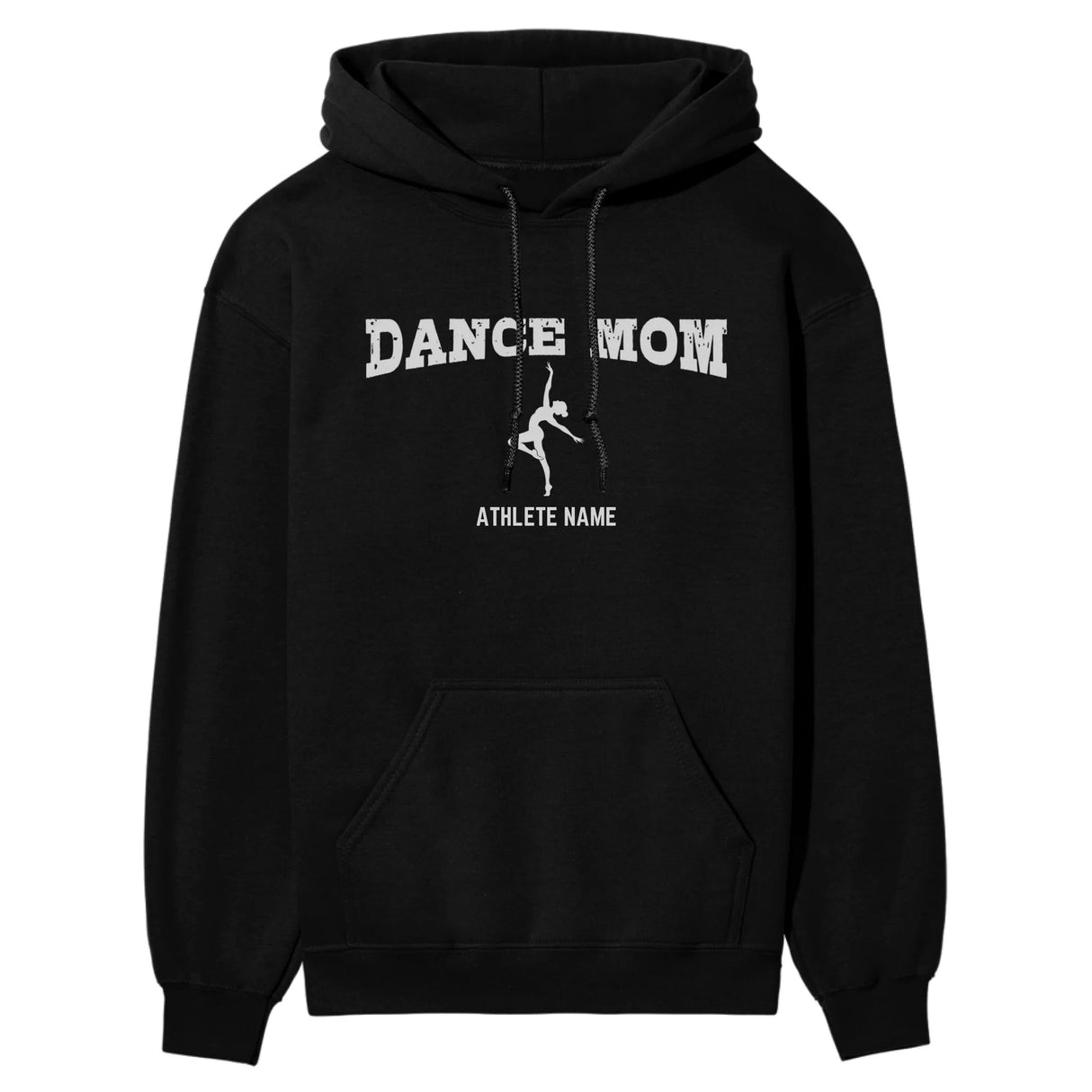Dance Mom with Dancer Icon and Dancer Name on a Hoodie with a White Graphic