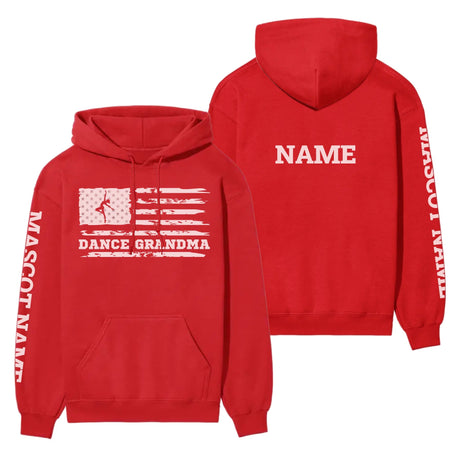 Dance Grandma Horizontal Flag With Dancer Name on a Hoodie with a White Graphic