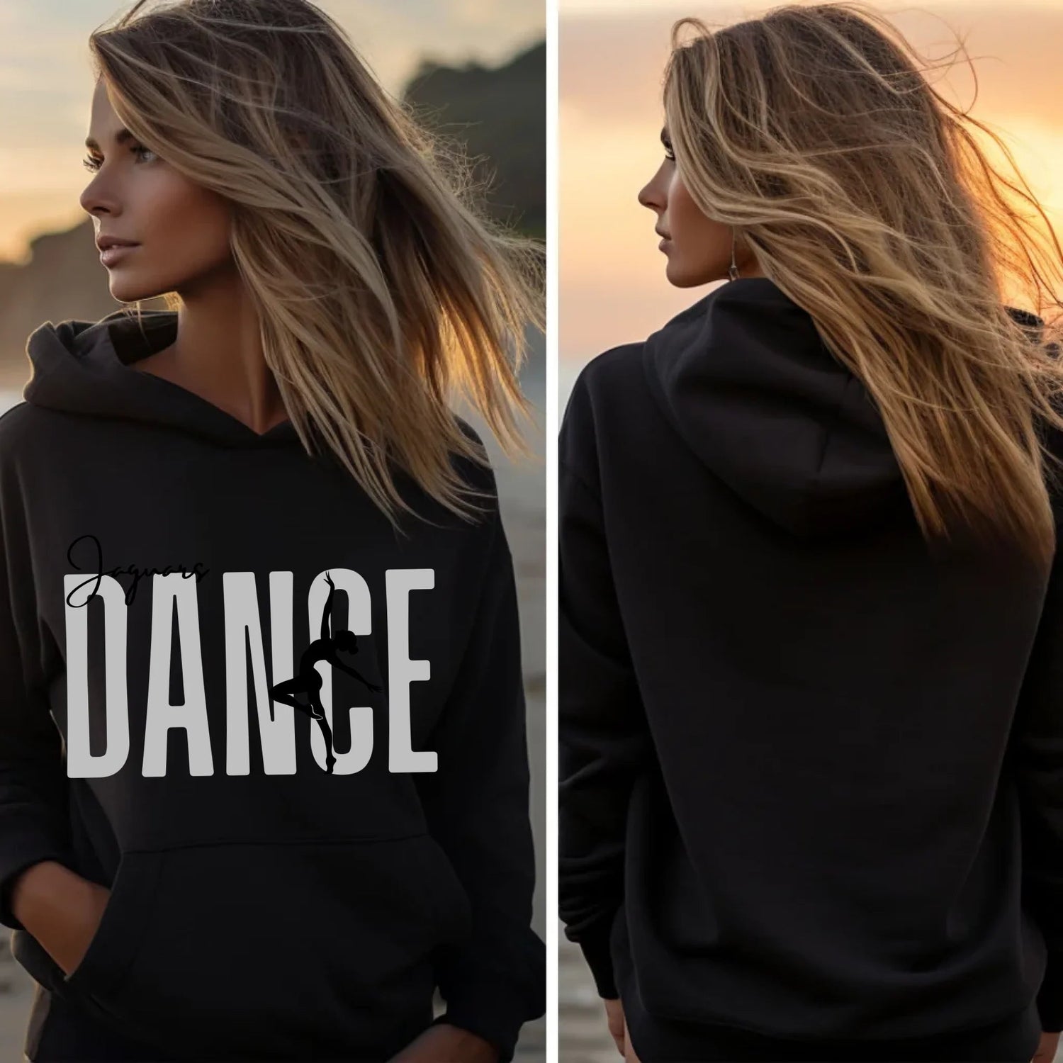 Personalized Dance on a Hoodie With Modern Bold Designs and Dancer Name on Sleeve on a Hoodie
