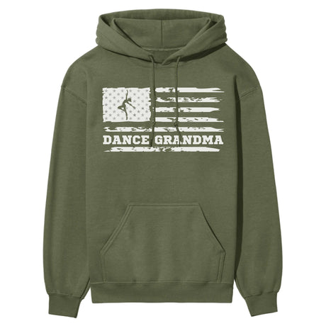 Dance Grandma Horizontal Flag on a Hoodie with a White Graphic