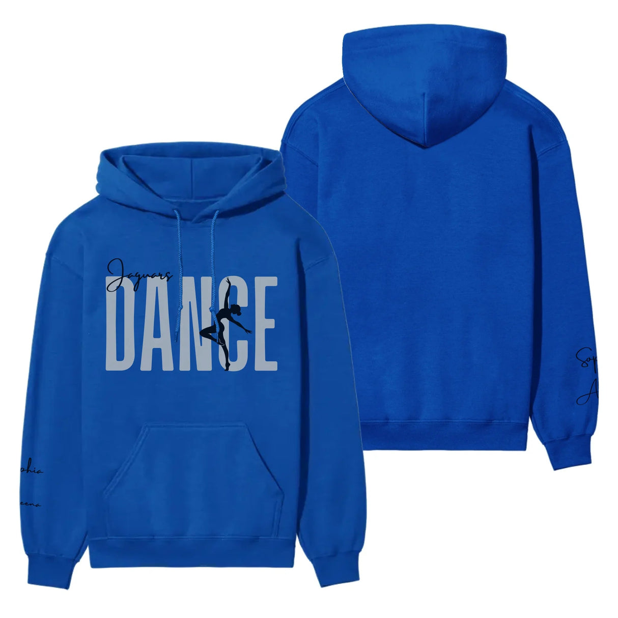 Personalized Dance on a Hoodie With Modern Bold Designs and Dancer Name on Sleeve on a Hoodie