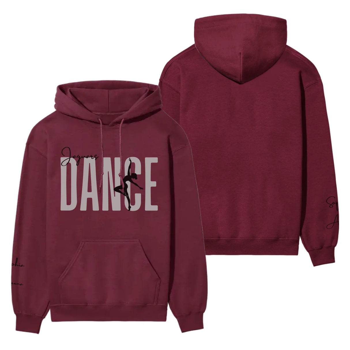 Personalized Dance on a Hoodie With Modern Bold Designs and Dancer Name on Sleeve on a Hoodie