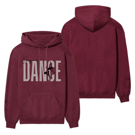 Personalized Dance on a Hoodie With Modern Bold Designs and Dancer Name on Sleeve on a Hoodie