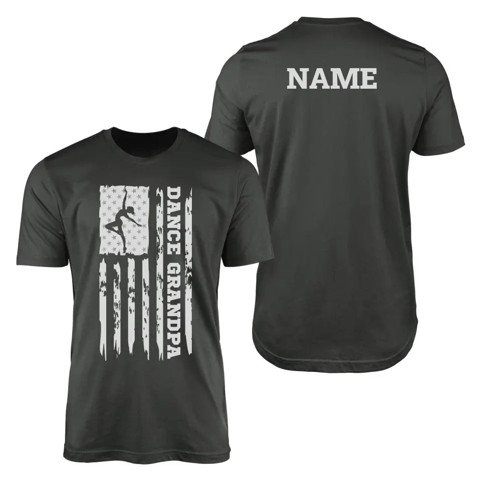 Dance Grandpa Vertical Flag With Dancer Name on a Men's T-Shirt with a White Graphic